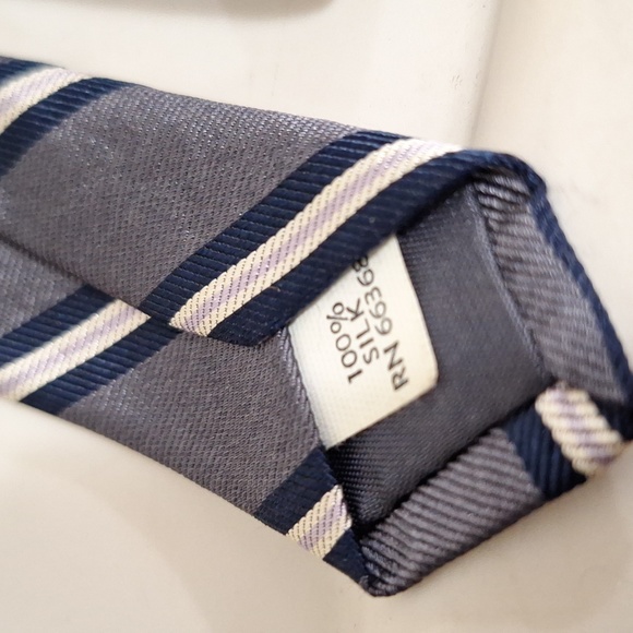 Vintage Arnie 100% silk necktie - gray silver w stripes - Picture 3 of 6